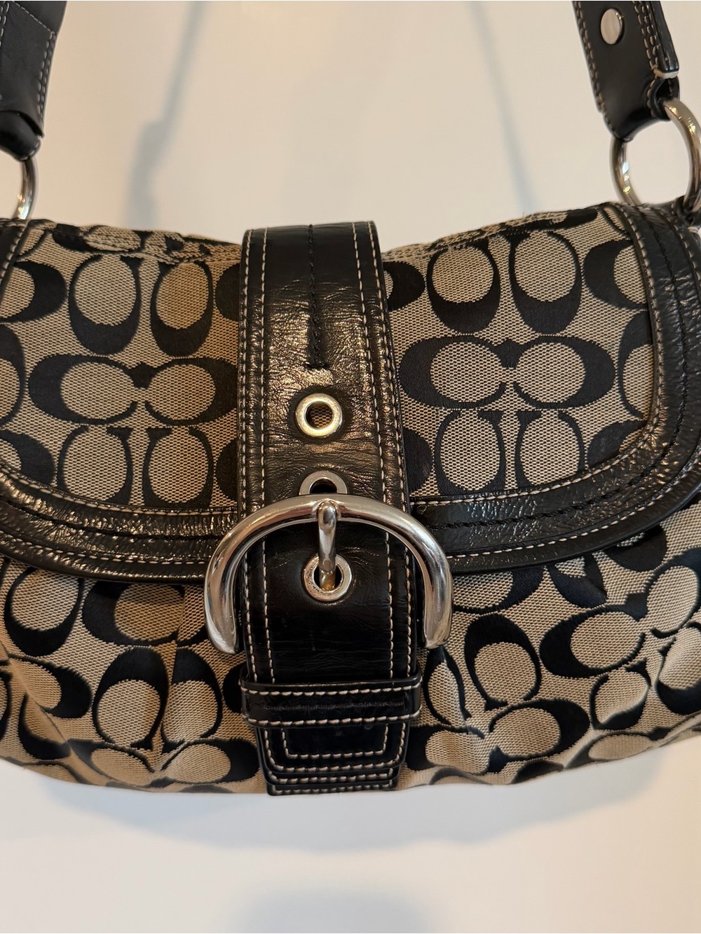 Coach Soho Signature Pleated Buckle Flap Shoulder Bag F15203 - Picture 2 of 11